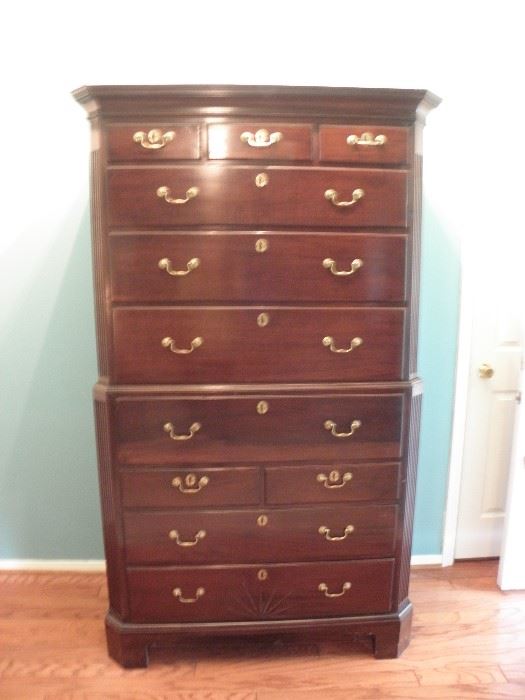 George III Mahogany chest on chest featured in Southeby Auction catalog.
