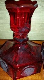 Fostoria Red coin candle stick