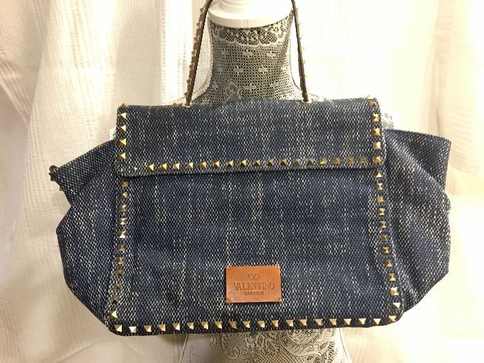 Valentino Rock Studded Denim Hand Bag, Brand New!! $3000 retail