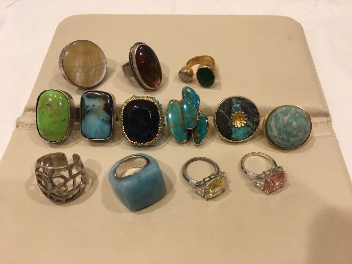 collection of sterling silver rings