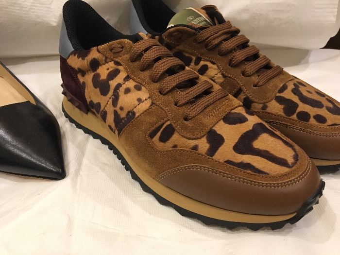 Brand new Valentino Ladies Leopard Calf Skin Tennis Shoes