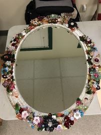 Custom made mirror with Turquoise, jade other seni precious stones, amazing one of a kind!!!!