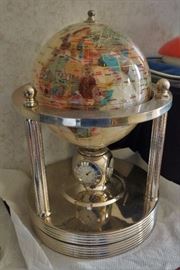 Faux gemstone globe and clock