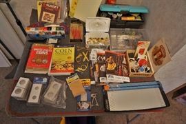 Coin collection books and assorted items