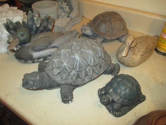 Concrete (and other materials) Turtle & Duck Statues