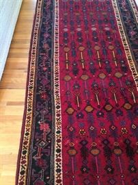 Brightly colored antique rug - 4.3 x 10.3 feet
