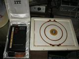 Vintage behind cabinet speaker Poly Plannar P-20,  and ITT transistor radio in the box.