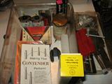 Gun reloading dies and tools,  some booklets and manuals. Nothing complete.
