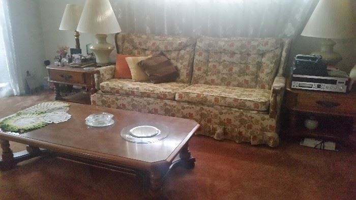 SATURDAY PRICES:
SOFA - $40
COFFEE TABLE - $25
END TABLES - $20
LAMPS $20