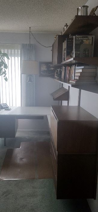 Mid Century Modern floating desk and bookcase 