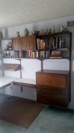 Mid Century Modern floating desk and bookcase 
