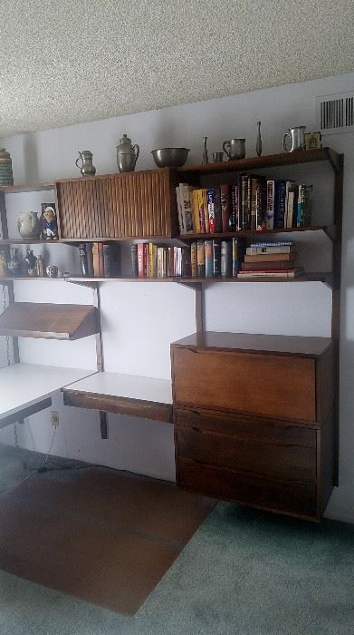 Mid Century Modern floating desk and bookcase 