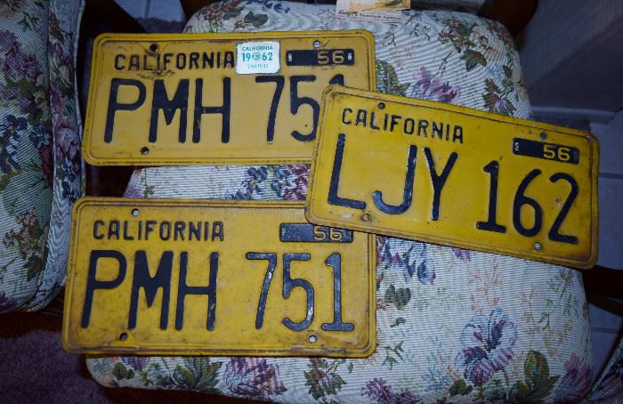 1956 California license plate set plus one