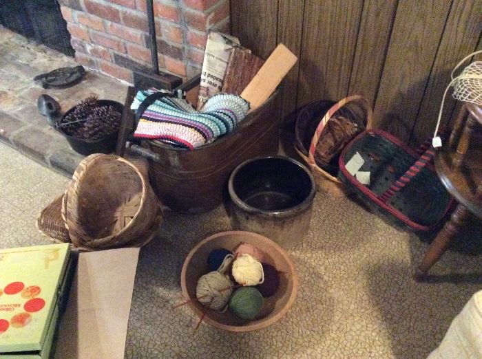BASKETS, CROCKS, AND YESY AN ANTIQUE BREAD BOWL