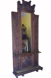 Victorian Gothic mirrored hall tree