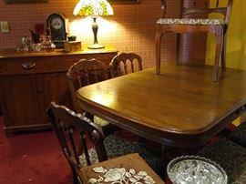 Antique dining set for six with matching sideboard