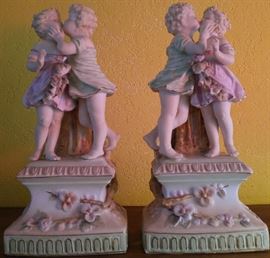 German porcelain bisque museum-mount lamp bases