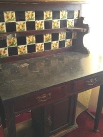 Antique marble top wash stand