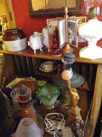 Victorian art glass shades