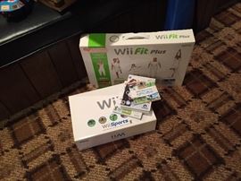 Wii in box with wii fit