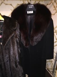 Coat with mink collar