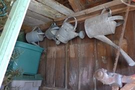 old galvanized watering cans
