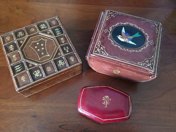 Many more of these lovely leather hand made boxes in all shapes and sizes. Note that almost all of the items we will be selling at this vintage sale have NEVER been used.