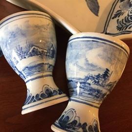 Unusual Delft egg cups