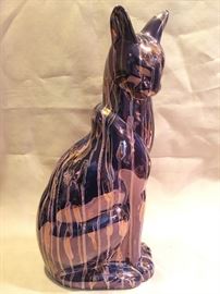 Large mid-century cat figurine. Amazing glaze.
