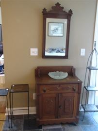 Walnut Commode and Mirror