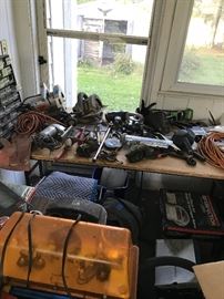 Various tools. Saws, spray guns, car stereos etc...