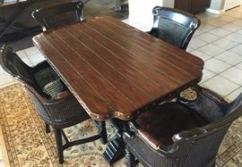 Tommy Bahama Kingstown Sienna Bistro Table w 4 Swivel Caned Back 24" Counter Height Chairs (RUG NOT FOR SALE)