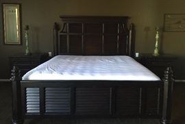 Tommy Bahama Kingston Collection 
Malabar Panel Bed King w Headboard, Footboard and Side Rails 
Triple Stony Point 8-Dr Dresser 
Pair Phillips 2-dr w Pullout Nightstands 
