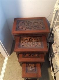 Carved Nesting Table Set
