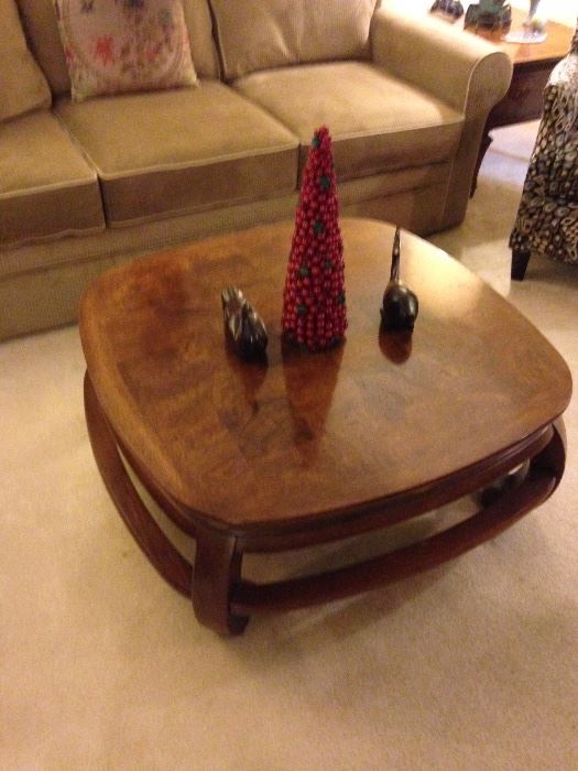 Large coffee table with wood carvings!