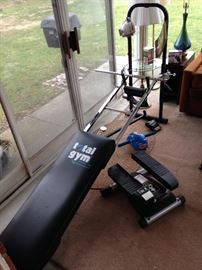 Total Gym machine and other exercise equipment!