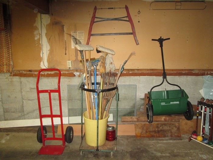 Garage--Garden tools, hand cart