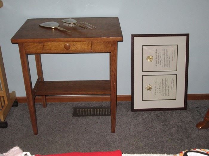 Left Back Bedroom--Oak table