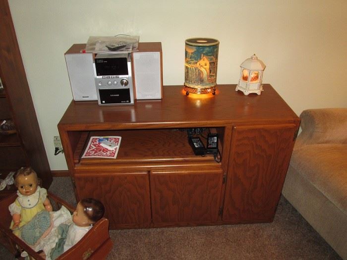 Living Room--Stereo, Animated motion lamp (Old Mill Stream), tv stand