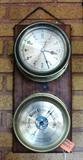 Antique Ship's Clock and Aneroid Barometer