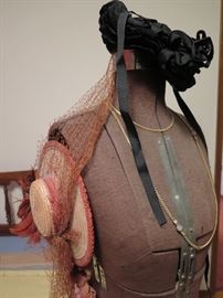 Dressmakers mannequin, vintage ladies hats
