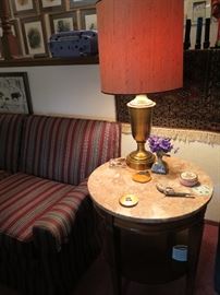 Marble top end tables, table lamps