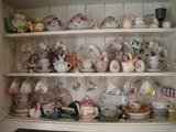 Estate Sale cups and saucers, teapots