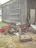 Vintage farm equipment - platform scale - plows - farm hand tools