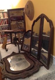 Antique Telephone Operators Chair marked Southwestern Bell from Buffalo, NY by Remington, Old Mirrors 