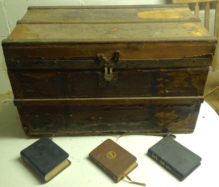 Small Antique Trunk and Bibles
