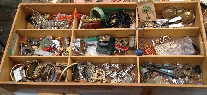 Bakelite brackets, 1920s jewelry and tons of misc ..