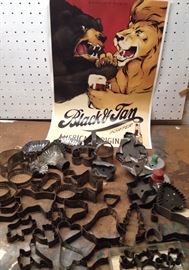 Anheuser Busch Poster and old cookie cutters 