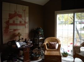 Wicker chairs x2 and table