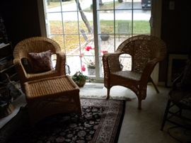 Wicker chairs x2 and table